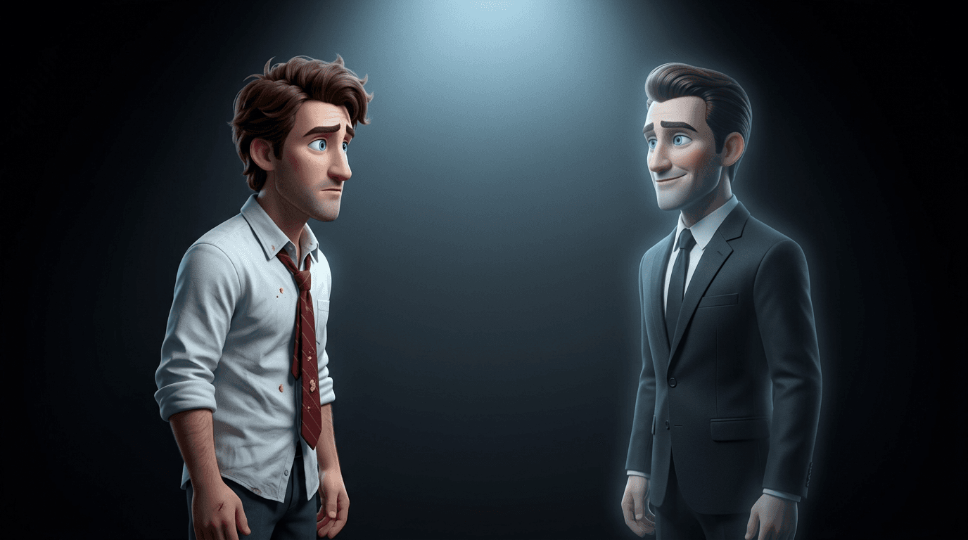 Rob faces the Shadow Dad on the rooftop